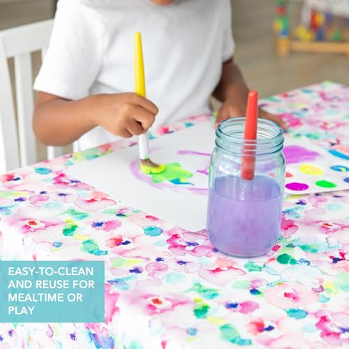 Bumkins Baby Splat Mat for Under High Chair, Babies Toddlers Eating Mess Mat, Waterproof Reusable Cloth for Arts and Crafts, Playtime for Kids, Floors or Tables, Fabric 42inx42in, Watercolors Floral - color: C2 Watercolors