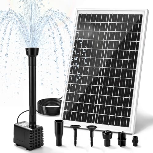 20W Solar Fountain Pump, Adjustable Submersible Pump for Garden Pond | 16.4ft Cord Length,3 Sprayers,Solar Powered Pond Pump for Wildlife Garden,Hydroponics,Fish Tank Outdoor - color: 20w Solar Fountain Pump
