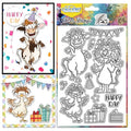 CHGCRAFT Happy Animal Clear Stamps Cow Chicken Lion Transparent Stamps Animal Party Silicone Clear Stamp Seals for Carding Making DIY Scrapbooking Photo Album Decoration, 4.3x6.3 inch - style: Animal Party