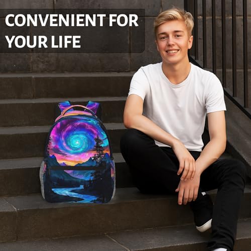 Galaxy Swirl Backpack for Women Men Teen Girls School Laptop College Cosmic Spiral Sky and Mountain Backpacks for Gifts Travel Hiking Work Camping, Polyester Lightweight Aesthetic Bookbag Back Pack - color: Galaxy37