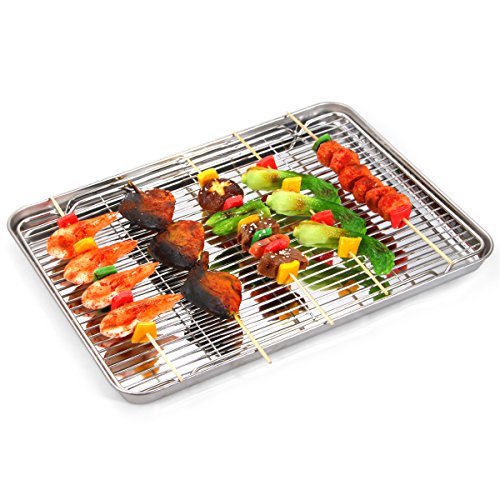 Cooling Rack Set of 3, Baking Rack Stainless Steel Wire Rack for Baking Cooking Roasting Grilling Cooling, 15” x 11” x 0.5” Wire Racks, Fit Various Size Cookie Sheets Oven - size: 16inch