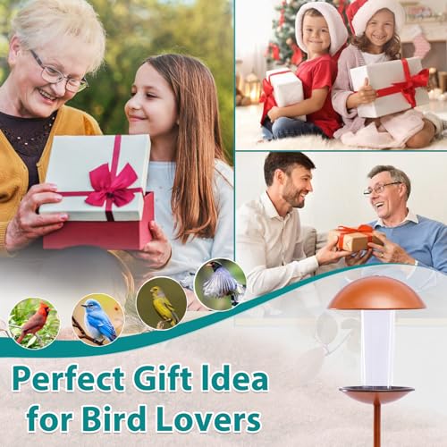 Metal Pole Stand Bird Feeder - 1.5lb Capacity | Durable copper finish, rust-resistant, attracts wild birds to yard, lawn, or garden, easy to install & fill, gifts for mom