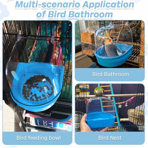 kathson Bird Bath for Cage Parakeet Bathing Tube for Budgie Conure Parakeet Finch Canary Cockatiel Parrot Lovebird (Random Color)