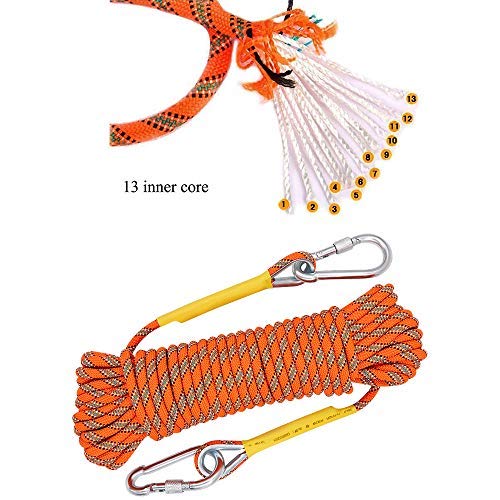 X XBEN Outdoor Climbing Rope 10M(32ft) 20M(64ft) 30M(96ft) 50M(160ft) 70M(230ft) 152M(500FT) 352M(1000FT) Static Rock Climbing Rope for Escape Rope Ice Climbing Equipment Fire Rescue Parachute - color: Orange, size: 1/3 Inch x 500 Feet