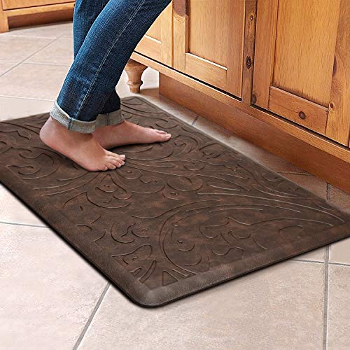 Kitchen Mat Cushioned Anti-Fatigue Comfort Standing Mat Rug for Home,Office | Waterproof Non-Slip Ergonomic Comfort Rug for Sink,Laundry,Desk 17.3" x 28", Brown - color: Brown, size: 1'5" x 2'4" (Rectangular)