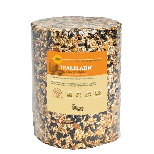 Birds Choice Trailblazin' Spicy Bird Seed | Squirrel Proof Wild Bird Food with Red Pepper | High-Energy Black Oil Sunflower Seeds, Peanuts & Safflower | High Protein & Fat Feeders | 5.1 lbs | Squirrel Resistant Red Pepper Blend of Black Oil Sunflower Seed