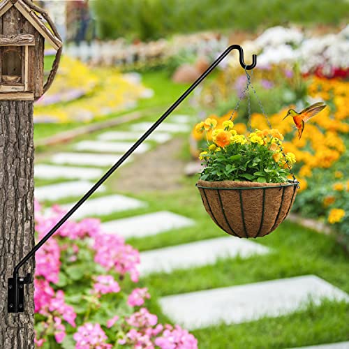 2 Packs Heavy Duty Extended Reach Wall Mounted Deck Hook Wall Pole, Wall Bracket Direction and Length Adjustable Plant Bracket for Bird Feeders, Planters, Suet Baskets, Lanterns, Wind Chimes - size: 43in Long Wall Mounted Hook-2 Packs