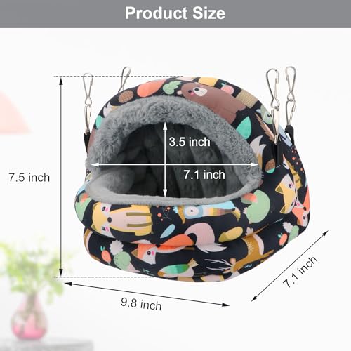 Bird Nest House Winter Warm Bird Bed for Cage, Medium, Black | Soft fleece warm, plastic support plate anti-collapse, removable washable pad, dual mount, for parakeets/cockatiels/conures - color: Black, size: Medium