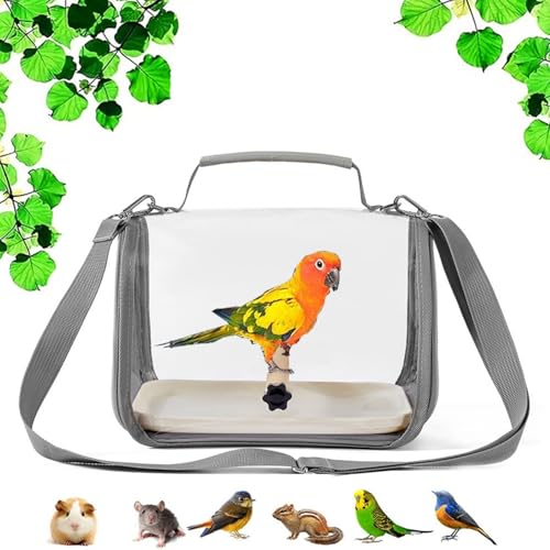Portable Bird Travel Bag Transparent Pet Cage Easy to Clean Detachable Tray Suitable for Small Pets (Gray) - color: Gray