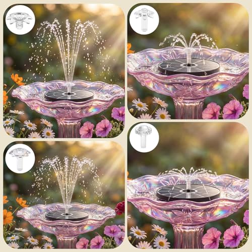 AISITIN 3.7W Solar Bird Bath Fountains with Upgraded 6.3" Glass Panel | Solar Water Fountain Pump with Integrated Bracket & Storage Design for Garden, Pond, Aquarium and Outdoor Use