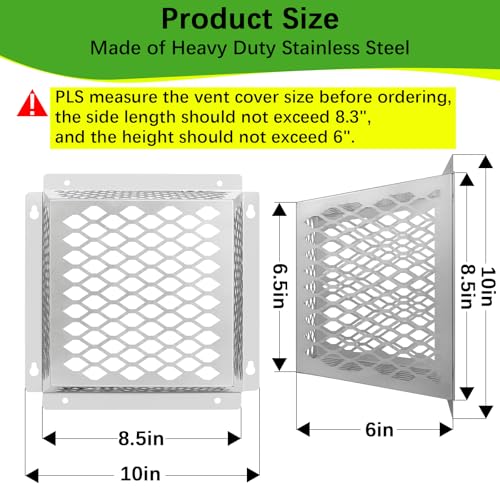Dryer Vent Bird Guard,Dryer Vent Cover Outside for 5-6 inch Vent Hoods | Outdoor Bird Guard for Dryer Vent & Bathroom Exhaust,Stainless Steel Dryer Vent Cage 8.5"Lx8.5"Wx6"H,Prevent Bird From Enter - size: 8.5"Lx8.5"Wx6"H, style: Stainless Steel-1PCS