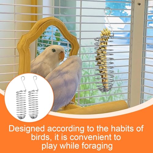 2 Pack Millet Spray Holder for Parrots, Parakeet Treat Sticks Feeder, Natural Millet Treats and Crunch Bars for Birds, Includes Cuttlebone and Calcium Block for Active Beak Chewing and Play