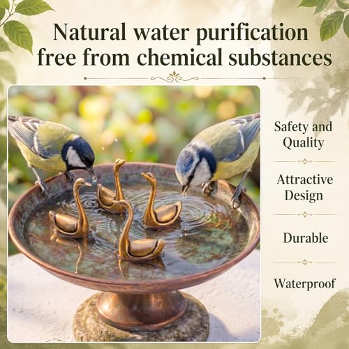 4 Pcs Mini Bird Bath Copper Ornaments Bird Bath Purification Disk Birdbath Cleaner Single 1 oz Weight Universal Fit for Outdoor Birdbaths, Bowl(Goose) - style: Goose