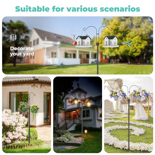 Bird Feeder Hook for Outdoor, 82 Inch Hevy Duty Bird Feeder Poles, Bird Feeder Stand Station, Garden Hook for Hanging Plants, Lanterns, Hummingbird Feeders