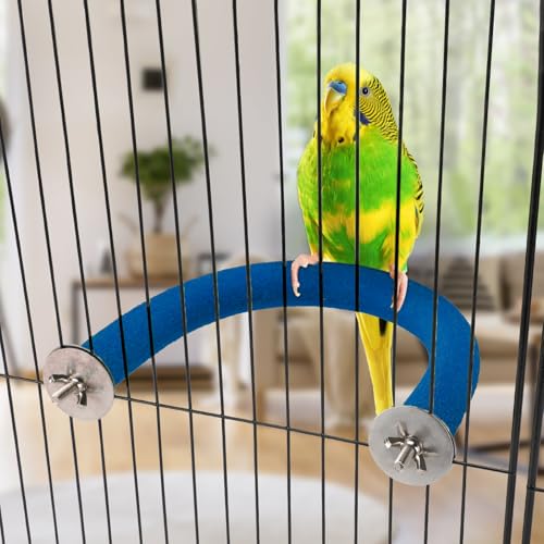 Rypet U-Shaped Parrot Perch, Quartz Bird Perch for Cage(Blue S) | Safe Chew & Rest Perch for Large Birds, Durable Non-Toxic Cage Accessory, for Parakeets Cockatiels Conures Macaws - color: Blue, size: Small