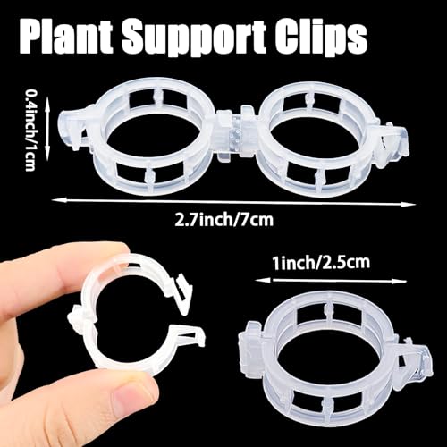 Anyumocz 400 Pcs Plant Support Clips, Snap-On Trellis Clips for Climbing Plants, Tomato & Grape Vine Support, 1" Inner Diameter Plastic Garden Clips to Grow Upright (White)