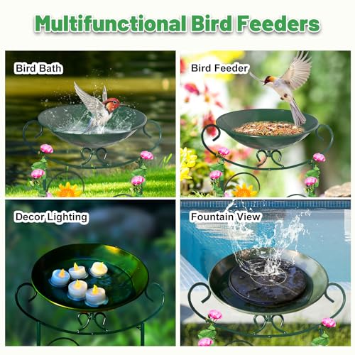 Metal Bird Bath with Trellis, 35" Outdoor Garden Birdbath with Detachable Bowl & Climbing Plant Support, Decorative Bird Feeder Station with Butterflies for Yard, Patio, Fence - color: Butterfly
