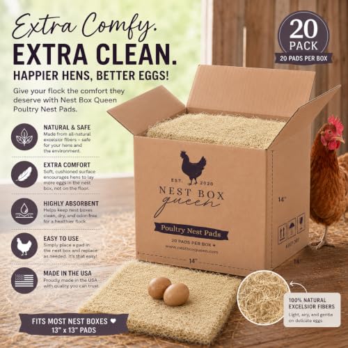 Excelsior Nest Box Pads for Hens - 13inch x 13inch (20 Pack)