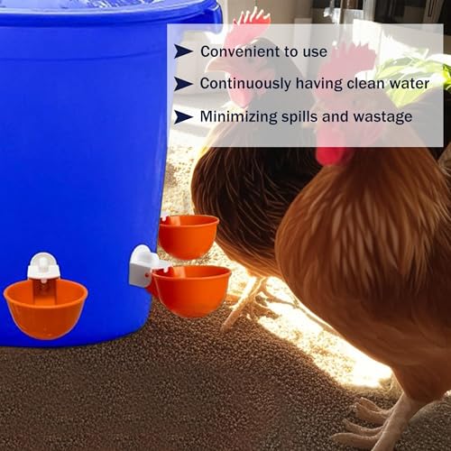 Chicken Automatic Waterer Cups, 6pcs Large Water Feeder for Poultry Caring | Self Watering Device for Chicken, DIY Poultry Waterer Kit for Duck, Chick, Goose, Turkey, Bunny, Bird, Poultry Drinking Valve