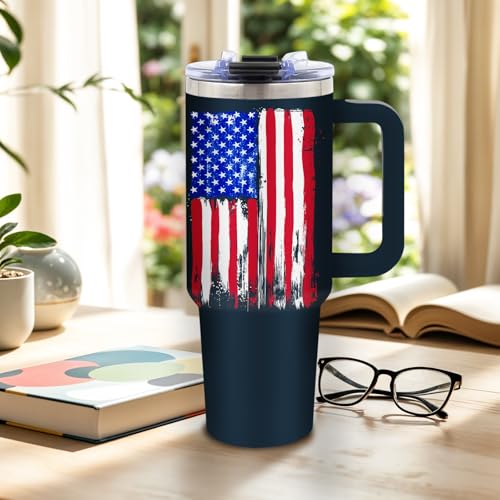 DUUV American USA Flag Tumbler 40oz, Insulated Blue 4th of July Cup Gifts | Patriotic Tumbler for Man Leakproof, Patriotic Water Bottle for Independence Day, Fathers Day Ideal Gifts for Man, 1 Pack - color: Truth Flag