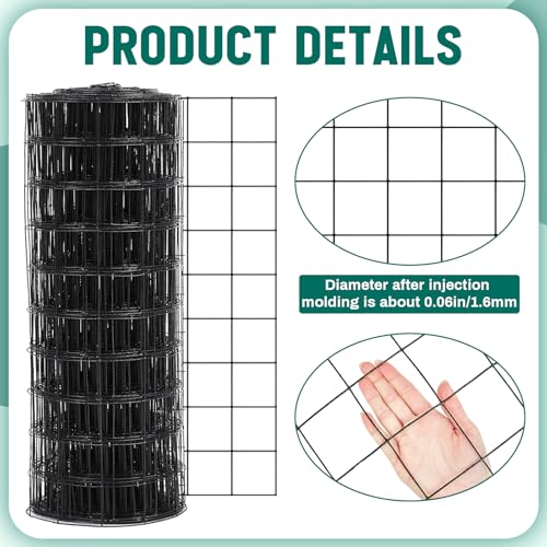 Gisafai 16 Gauge Galvanized Welded Wire Fence 3 ft x 100 ft PVC Coated Hardware Cloth, 2.36" x 2.36" Mesh, Heavy Duty Garden Fencing Roll for Chicken, Dog Yard, Deer Cattle & Animal Protection(Black) - color: Black, size: 3 ft X 100 ft