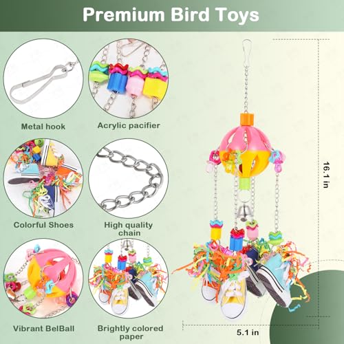Small and Medium-Sized Bird Toys, Parrot Chewing Sneakers Acrylic Amazon Parrot, Love Birds, Parrot, Parrot, Bell Ball Birdcage Toys.