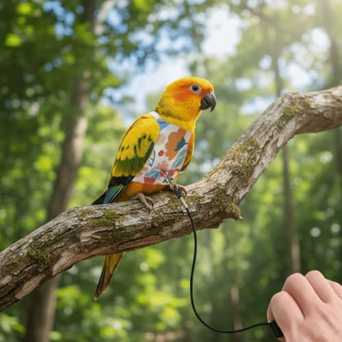 Anti Pinch Design Bird Flight Suits Prevent Loss Parrot Flying Clothes, Adjustable Walking Supplies Bird Training(M,White) - color: White, style: M