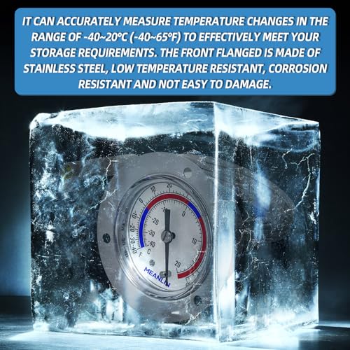 MEANLIN MEASURE 2Pcs Vapor Capillary Refrigeration Thermometer with Stainless Steel Front Flange Mount, 2" Dial, 48" Capillary Length, Temperature Range -40-65°F/-40-20°C, Accuracy 2% - style: 2PCS