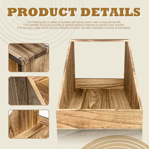 Wooden Single Compartment Chicken Nesting Box for Outdoor Coop - Comfortable Laying Box for Hens, Ducks and Poultry with Easy-Clean Design and Ventilated Egg Laying Space for Backyard Chickens