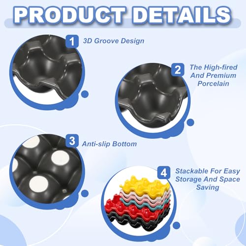 uxcell Ceramic 6 Cups Egg Tray Holder, Porcelain Eggs Container for Home Countertop Kitchen Storage Refrigerator Fridge Decorative Serving Display, Dark Grey - color: Dark Grey