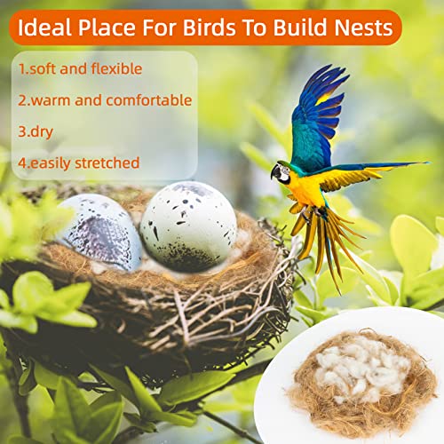 Sukh Bird Nesting Material - Bird Nest Bedding for Hummingbird Finch | Natural Nest Building Material for Parakeet Cage, Garden, Tree Trunks, DIY Bird Nests, Small Birds Supplies (3)