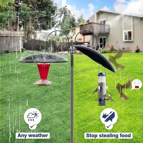 13" Bird Feeder Rain Guard, Hummingbird Feeders Shade Dome Cover, Hanging Baffle for Bird Feeder Pole,Smart Birds Feeder Umbrella (Black), 1 Pack - color: Black, size: 13Inch / 1 Pack