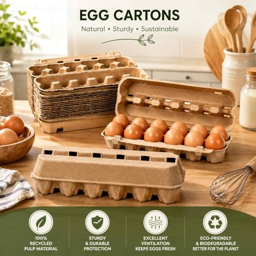 15 Pack Egg Cartons Cheap Bulk, 12 Count Egg Storage Containers Holder, Sturdy Natural Pulp Material Perfect for Storing Extra Eggs - color: 12 Count, 15 Pack