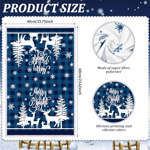 Oudain Sets of 6 Christmas Kitchen Towels Xmas Dish Towel Blue Buffalo Plaid Winter Elk Snowman Cottage Truck Hand Dishcloths Kit Novelty Gifts for Party Supplies Kitchen Bathroom Decor - color: Blue Plaid