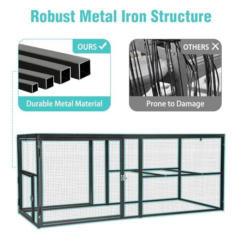Suumerpety Heavy-Duty Metal Chicken Coop Run Extension - 14.3 sq ft Lockable Outdoor Playpen for Chickens, Ducks, Rabbits | Predator-Proof Design, Expandable Panels & Weather-Resistant Frame