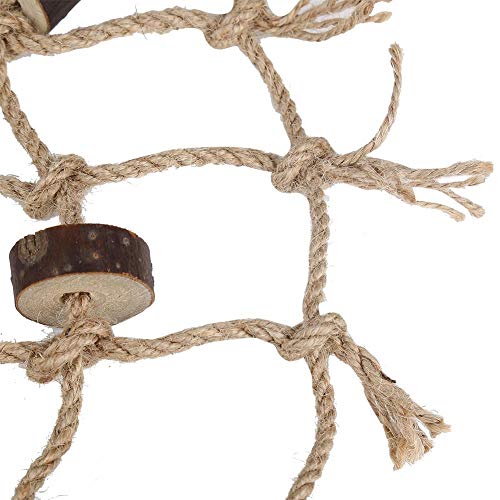 Bird Rope Climbing Net Swing Hanging Toy Bird Swings Net, Wooden Ladder Swing Hammock with 2 Hooks and Woven Rope for Finches Climbing Chewing Pet Cage Hanging Toy