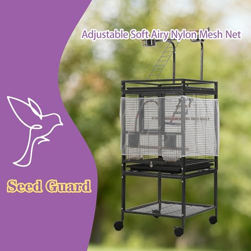 50.8'' Large Parakeet Cage,Small Bird Cage,Cockatiel Cage for Birds,Bird Flight Cages for Parakeets,Bird Travel Cage with Parrot Cage Cover,Toys,PlayTop Detach,Seed Catcher for Canary,Budgie