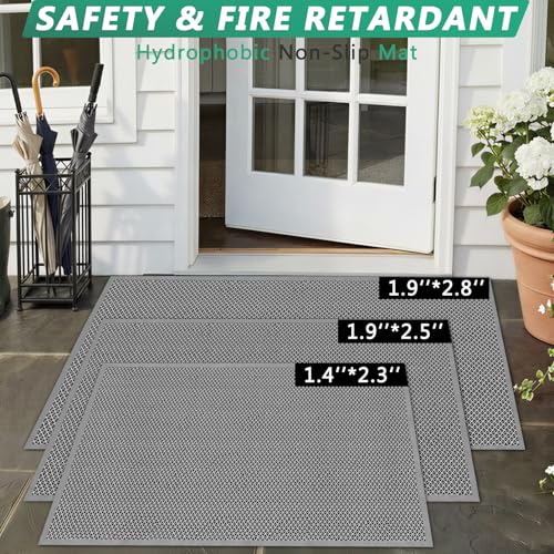 WochiTV Non Slip Drainage Mats, Front Door Mat, PVC Pool Floor Mat 0.2'' Thick Rubber Outdoor Indoor, Parking Space Mat for Bathroom Garage Basement Backyard Commercial Kitchen, 1.4x2.3Ft Grey - color: Grey, size: 1.4 x 2.3 ft