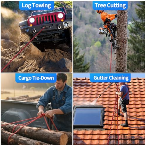 150ft 3/8 Inch Climbing Rope, Heavy Duty Arborist Rope(Red) - size: 3/8in-150ft-Red
