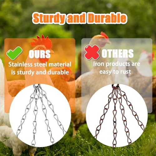 Hanging Chicken Feeder,9.25IN Large Foldable Chicken Vegetable Treat Holder Ball with 4Pcs Hanging Stainless Chain,Sturdy Poultry Cabbage Feeder Basket for Chicken Coop(Large) - size: Large