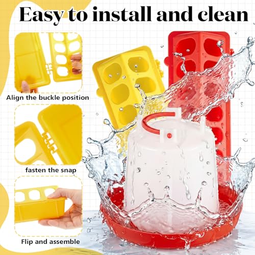 12 Pack Chick Feeder and Waterer Set, Baby Chicken Supplies with Chicks Feeder Trough and 1l Hanging & Automatic Waterer, Chicken Starter Kit for Small Poultry Ducks Quail Coop