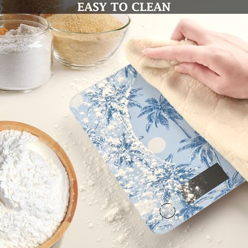 Food Scale Kitchen Scale Food Weight Scales Digital Weight Grams and Ounces Small Electronic Food Scale for Baking Cooking Light Blue Palm Trees and Sun - color: Light Blue Palm Trees and Sun