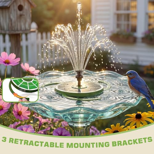 AISITIN 3.5W Solar Fountain with1500mAh Battery, Anti-Drift Bracket | Solar Water Pump with 8 Nozzles, Solar Powered Floating Fountain for Outdoor Garden, Birdbath, Pond, Fish Tank - Dark Green - color: Dark Green