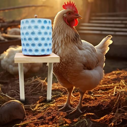 Chicken Coop Accessories, Beak Grinding Calcium Stone with Woodem Stake, Chicken Enrichment Toys, Chicken Coop Toys for Hens, Ducks, Geese, Turkeys, Poultry - color: Blue