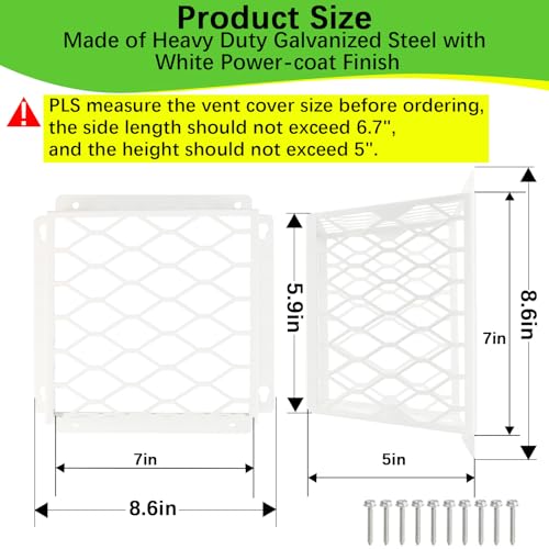 Dryer Vent Bird Guard,Dryer Vent Cover Outside for 3-4 inch Vent Hoods | Universal Outdoor Bird Guard for Dryer Vent & Bathroom Exhaust,Galvanized Steel Bird Cage 7"Lx7"Wx5"H,Prevent Bird From Enter - size: 7"Lx7"Wx5"H, style: White-1PCS