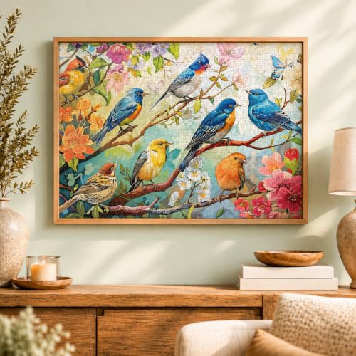 Cross & Glory | 1000 Piece Jigsaw Puzzles for Adults | Birdsong in Bloom | Audubon Birds | 2mm Thick Pieces | Bonus Reference Poster | Satin Finish | Ages 14+ - color: Birdsong in Bloom