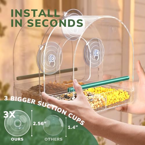 SUNALLY Window Bird Feeder Outdoors, Clear Feeders for Hummingbird Watching | Transparent Feeders with Strong Suction Cups, Outside Hummingbird, Bird Watching for Garden, Yard, Elderly Kids, Cats Viewing - style: Style 4