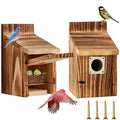 2 Pack Bird Houses for Outside, Outdoors Birdhouse Feeder for Bluebird,Cardinal,Purple Martin and Sparrow,Wooden Cedar Hanging Birds Nest,Easy to Clean,No Assembly Needed - style: Box