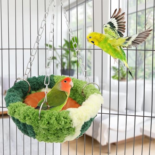 Wontee Bird Nest Bed Parrot Hanging Swing Hammock Bird Cage House for Budgies Parakeets Cockatiels Lovebirds Conures (Green) - color: Green