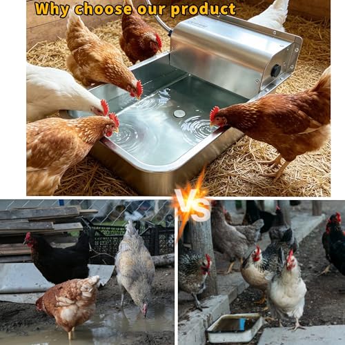 Automatic Dog Water Dispenser,Wide Mouth Design,Water Level Control | 11L Stainless Steel Outdoor Dog Water Bowl,with Float Valve Auto Refill for Dogs, Alpacas & Livestock,with 3/4" Brass Adapter - size: Large - Fixed Water Level